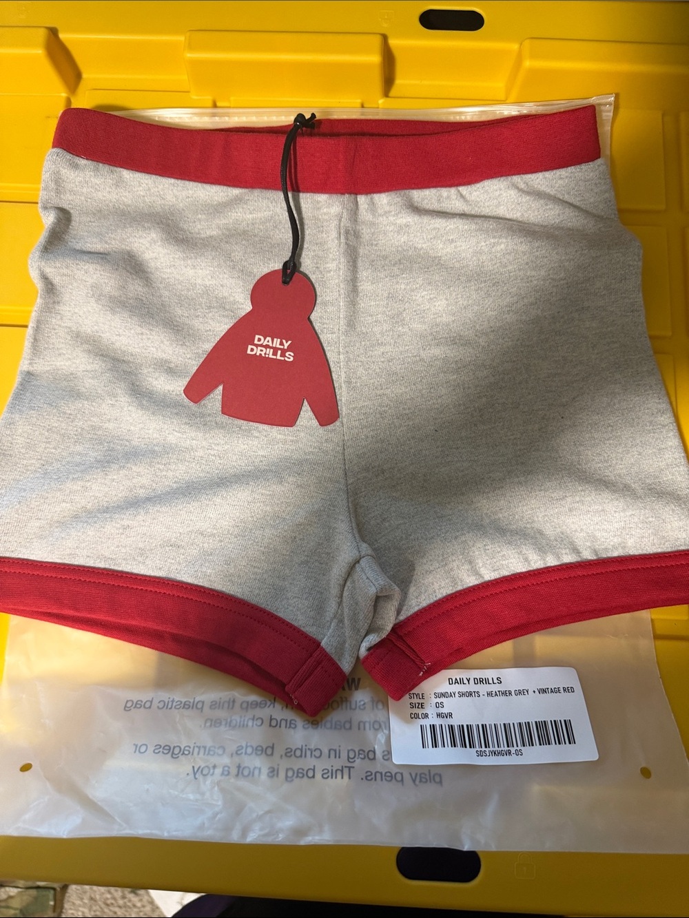 Daily Drills Heather Gray Sunday Shorts with Vintage Red Trim